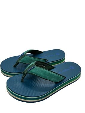 Tory Burch 70s Platform Flip Flops Sandals Green Blue Size 7